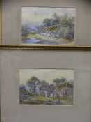 WILLIAM WILDE watercolours, a pair - thatched dwelling with figures and poultry, signed, 17 x 25