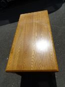 Good Victorian style oak top with pine base dining table, the rectangular top over block and