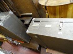 Two interesting vintage MOD wooden boxes on roller castors