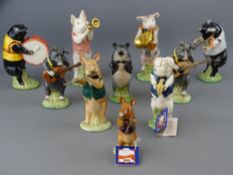 Ten Beswick 'Pig Band' figures
