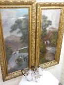 W COLLINS oils on board, a pair - waterfall and mountain scenes, signed, in good gilt frames and a