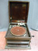 Columbia mahogany cased wind-up gramophone, retailed by Smyth & Co, Belfast