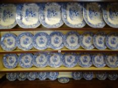 Parcel of blue and white 'Botanical Beauties' platters and plates as displayed on Lot 43