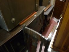 Oak barley twist dining suite of mirror back sideboard, gate leg dining table and four high back