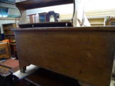 Oblong pine carpenter's chest with interior twin compartment tray, 100 cms wide and a twin shelf