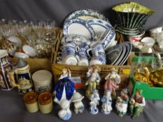 Large parcel of mixed porcelain and glassware, including Paragon and Oriental teaware, Dudson blue