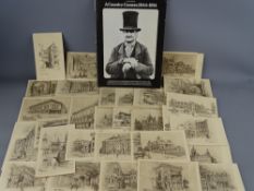 Varsity Etchings wallet with contents of vintage postcards depicting Liverpool University and an