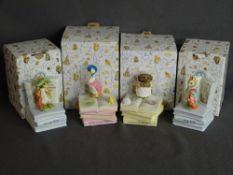 Four boxed musical Beatrix Potter models by Border Fine arts - Jemima Puddleduck A7673, Benjamin