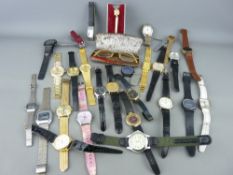 Collection of lady's and gent's wristwatches, three pocket knives and a cased set of vintage