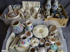 Two plastic crates containing a large quantity of mainly Poole pottery and a box of German stoneware