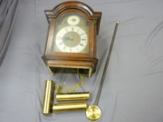 Whittington, Westminster clock dial, movement, weights and pendulum, in a longcase clock hood