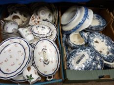 George Jones bone china part dinner service, a Victorian flow blue pottery part dinner service etc