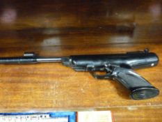 Black BSA Scorpion 0.22 calibre air pistol, late 20th Century with ramp sights and moulded stock