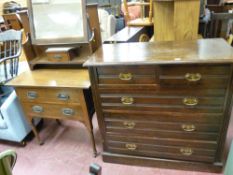 Edwardian chest of two short over three long drawers and a non-matching mirrored dressing chest on