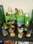 Beswick kingfisher no. 2371 with twelve smaller Beswick porcelain figures of birds (some boxed)