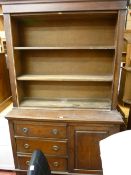 Circa 1900 oak bookcase sideboard (lacking upper doors), 207 cms high, 123 cms wide, 47 cms deep