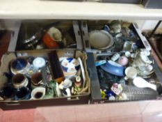 Collection of vintage and later pottery, glassware and porcelain etc within four boxes