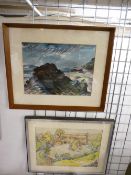 MARGOT INGHAM watercolour - titled 'Crabtree Cottage, Prestbury', 36 x 50 cms and a mixed media