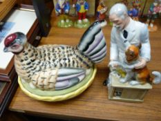 Staffs pottery hen on nest and a Doulton figurine 'Thanks Doc' HN2731 (second)