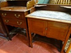 Neat Victorian mahogany lady's dressing table having a swing mirror and shaped shelf to the back