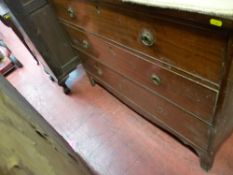 Early 19th Century mahogany chest of three long drawers, 88.5 cms high, 112 cms wide, 49.5 cms deep
