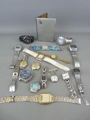 Mixed collection of lady's and gent's wristwatches and a vintage white metal cigarette case