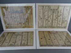 JOHN OGILBY four unframed strip maps - 'The Roads from Shrewsbury & Chester to Holywell', 'The