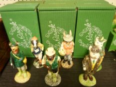 Six boxed Beswick figurines including 'Gentleman & Lady Pig', 'Gardener Rabbit', 'Fisherman