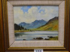 G V GADD oil on board - Llyn Mymbyr and the Snowdon Horseshoe, entitled verso with artist's label,