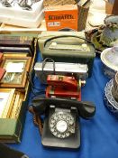 Two vintage Roberts radios and one other, a boxed set of cordless scissors, a Vulcan mini sewing