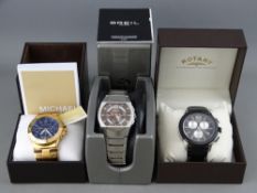 Three boxed designer gent's watches - Rotary, Breil & Michael Kors