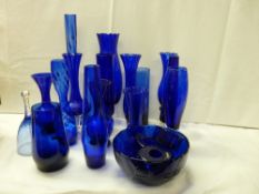 Collection of Bristol blue style glassware