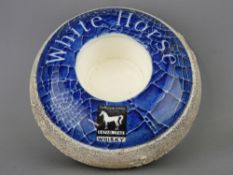 Shelley china advertising striker for White Horse Whisky, 12 cms diameter