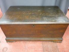 Antique pine lidded blanket chest, dovetail construction with iron lock, 46 cms high, 97 cms wide,