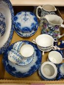 Vintage Losol ware jug, a selection of blue and white tableware, green banded dinnerware and vintage