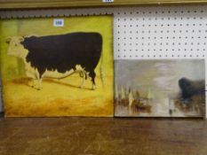 W WILLIAMS oil on canvas in a box frame - boating scene, signed, 18 x 28 cms and a print on