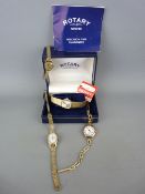 Lady's Edwardian nine carat gold encased circular dial wristwatch with nine carat gold link