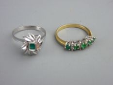 Eighteen carat white gold leaf cluster dress ring, 2 grms, size 'N' and an eighteen carat yellow