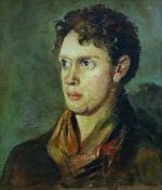 IRWIN PEARSON oil on canvas - portrait study of Dylan Thomas, 35.5 x 30cms