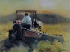 WILLIAM SELWYN limited edition (30/300) colour lithograph - farmer on tractor in evening sunlight,