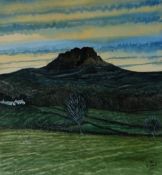 JONAH JONES watercolour - entitled 'Moel-y-Gest near Criccieth', with personalisation 'To J from J