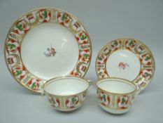 A SWANSEA PORCELAIN FOUR PIECE PART SET in Empire style with foliate decoration in gilding, rust-red