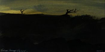 JOHN KNAPP-FISHER mixed media - landscape entitled 'Desolate Ridge', signed & dated 2001, 13 x 25.