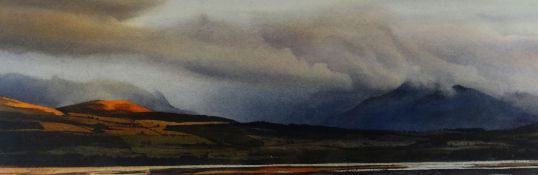 ROB PIERCY watercolour - rainy Snowdonia mountain scene, entitled verso 'Shower Over Nant Ffrancon',