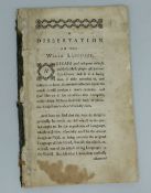 JOHN WALTERS (1770) small printed unbound pamphlet - in praise of the Welsh language entitled 'A