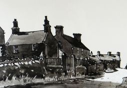 SIR KYFFIN WILLIAMS RA artist proof (V/XV) colourwash print - chapel and houses in Carmel, North