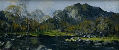 CHARLES WYATT WARREN oil on board - entitled verso 'Near the Mawddach Estuary', signed in full, 24 x