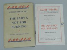 THE LADY'S NOT FOR BURNING a rare book is signed by the ten cast members of the original