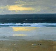 GARETH THOMAS oil on card - entitled verso 'Evening Light', signed, 19 x 20cms