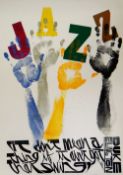 PAUL PETER PIECH limited edition (1/25) linocut - entitled 'Jazz' with typography 'It Don't mean a